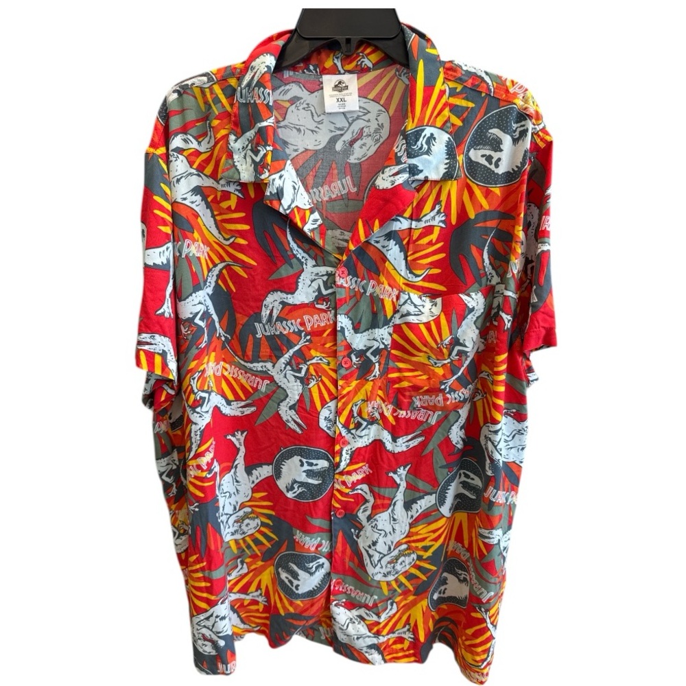 Red Graphic Casual Button Down Shirt